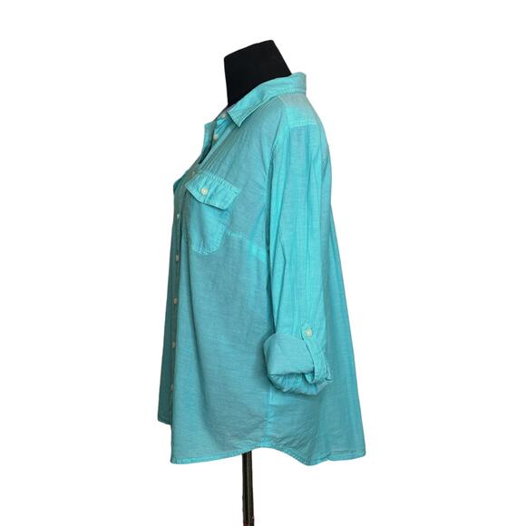St. John's Bay light blue cotton buttoned casual shirt size PL - Picture 7 of 7
